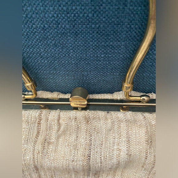 Vintage Tweed Gold Framed Top Handle Tan/Creams Handbag - Picture 14 of 14